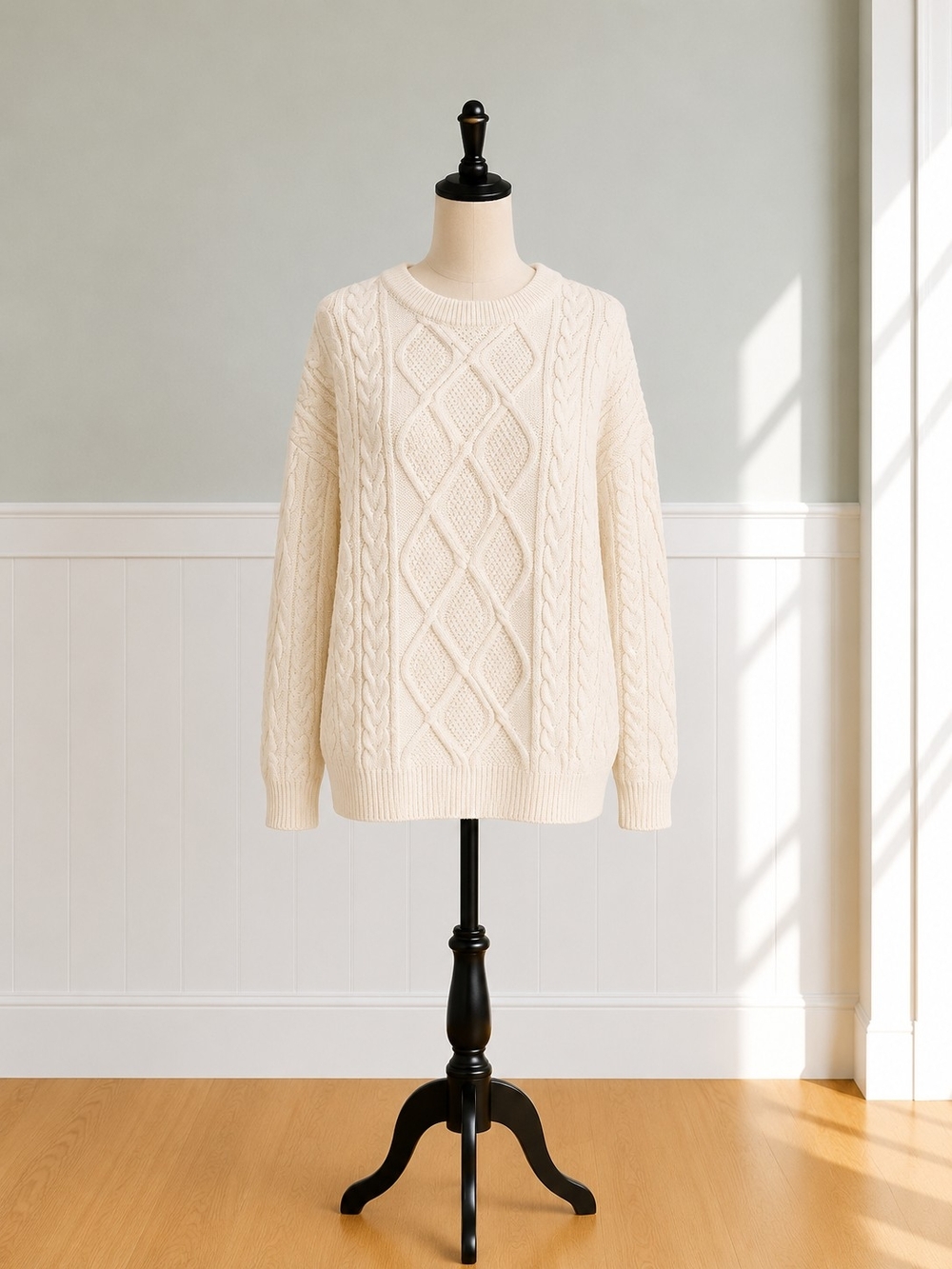 Vamtac Oversized Cream Cable Knit Sweater